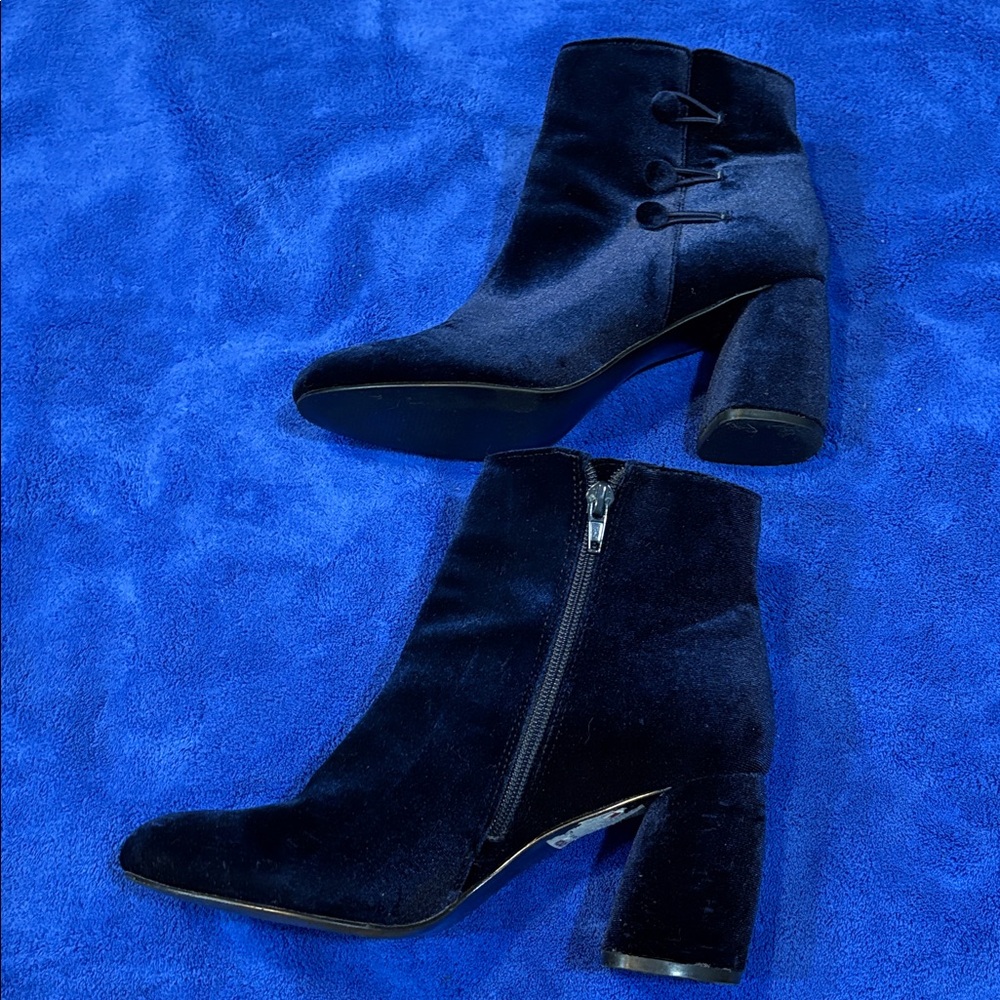 Nine West Velvet Ankle Boots - Deep Blue